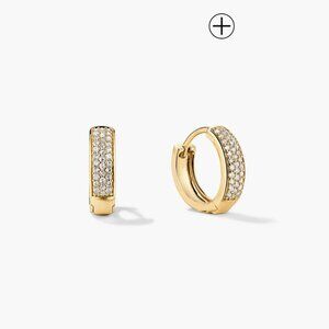 Mejuri 14K Gold Bold Pave Diamond Huggie Hoops